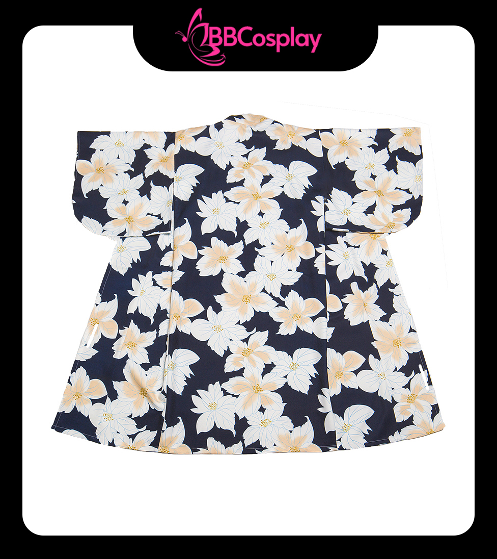 Yukata Đen Hoa Trắng