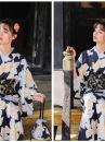 Yukata Đen Hoa Trắng