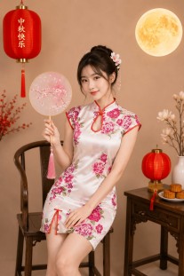Sườn Xám Trắng Hoa Hồng Phi Size S