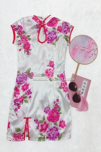 Sườn Xám Trắng Hoa Hồng Phi Size S