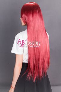 Tóc Giả Đỏ Thẳng Mái Xéo 60Cm