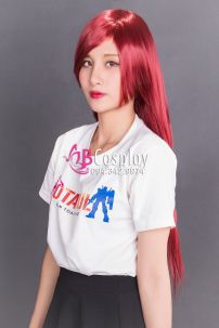 Tóc Giả Đỏ Thẳng Mái Xéo 60Cm