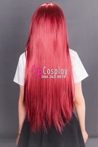 Tóc Giả Đỏ Thẳng Mái Xéo 60Cm