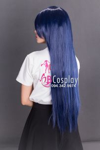 Tóc Giả Xanh Đen Thẳng Dài Có Mái