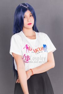 Tóc Giả Xanh Đen Thẳng Dài Có Mái