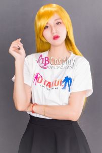 Tóc Giả Vàng Thẳng Mái Xéo 60Cm