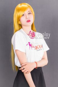 Tóc Giả Vàng Thẳng Mái Xéo 60Cm