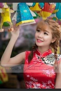 Sườn Xám Phi Đỏ Ngắn Xẻ