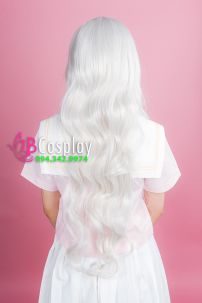 Tóc Giả Trắng Xoăn 60Cm