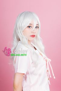 Tóc Giả Trắng Xoăn 60Cm