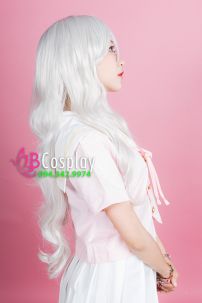 Tóc Giả Trắng Xoăn 60Cm