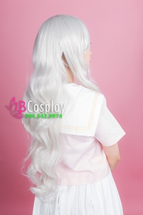 Tóc Giả Trắng Xoăn 60Cm