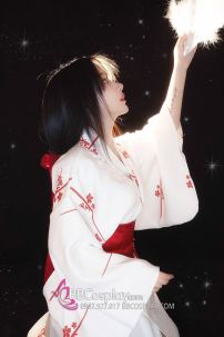 Áo Yukata Shiro Aka Nền Trắng Phối Đỏ Tặng Kèm Thắt Lưng