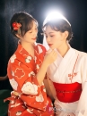 Áo Yukata Shiro Aka Nền Trắng Phối Đỏ Tặng Kèm Thắt Lưng