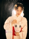 Áo Yukata Shiro Aka Nền Trắng Phối Đỏ Tặng Kèm Thắt Lưng