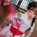 Áo Yukata Shiro Aka Nền Trắng Phối Đỏ Tặng Kèm Thắt Lưng