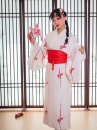 Áo Yukata Shiro Aka Nền Trắng Phối Đỏ Tặng Kèm Thắt Lưng