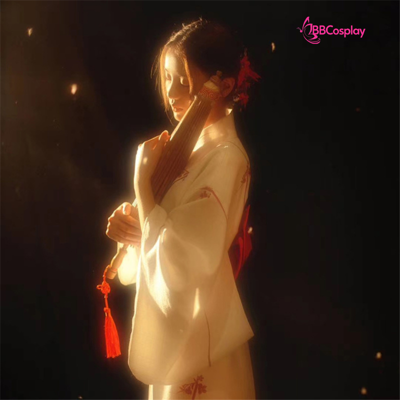 Áo Yukata Shiro Aka Nền Trắng Phối Đỏ Tặng Kèm Thắt Lưng