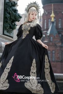 Hóa Trang Đầm Công Nương Châu Âu Đen Royal Đầm Công Nương Châu Âu Đen Royal