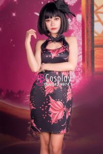 Sườn Xám Thun Đen Trên Gối