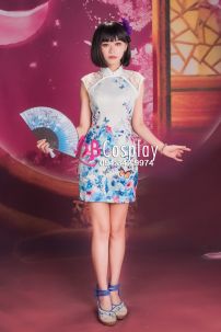 Sườn Xám Trắng Bách Hoa Xuân