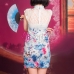 Sườn Xám Trắng Bách Hoa Xuân
