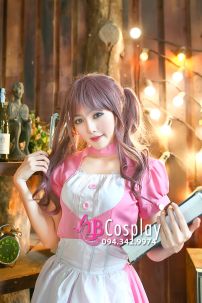 Trang Phục Maid Hồng - Nàng Hầu Nhật Bản