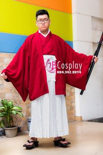 Kimono Nam Áo Đỏ Váy Trắng