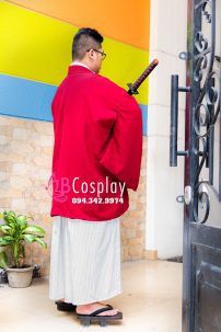 Kimono Nam Áo Đỏ Váy Trắng