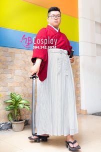 Kimono Nam Áo Đỏ Váy Trắng