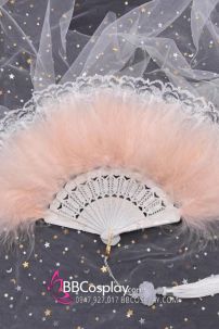 Quạt Lông Vũ Cam Pastel