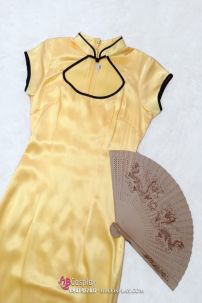 Sườn Xám Phi Lụa Vàng Dài Size M