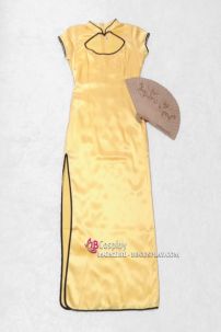 Sườn Xám Phi Lụa Vàng Dài Size M