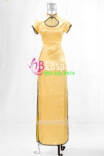 Sườn Xám Phi Lụa Vàng Dài Size M