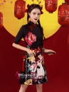 Sườn Xám Geisha Nền Đen Cá Tính Tay Lửng