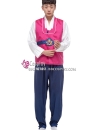 Hanbok Truyền Thống Cho Nam Áo Hồng Quần Xanh Đậm