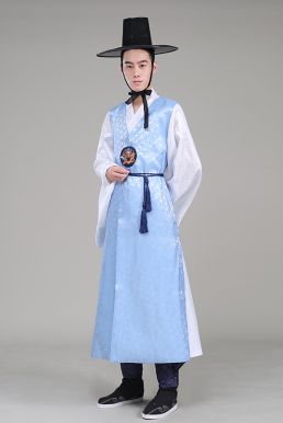 Hanbok Gấm Nam Xanh Lơ (Hanbok Cổ Trang)