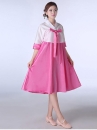 Hanbok Hàn Quốc Cách Tân Váy Ngắn Áo Trắng Váy Hồng Size S