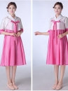 Hanbok Hàn Quốc Cách Tân Váy Ngắn Áo Trắng Váy Hồng Size S