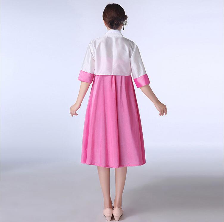 Hanbok Hàn Quốc Cách Tân Váy Ngắn Áo Trắng Váy Hồng Size S