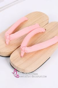 Guốc Gỗ Geta Bản Gỗ Quai Hồng