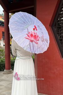 Dù Vải Cổ Trang Hồng Hoa Anh Đào