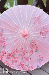 Dù Vải Cổ Trang Hồng Hoa Mơ Và Hồ Điệp