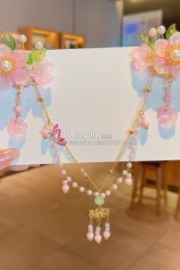 Cặp Kẹp Tóc Hoa Hồng Có Phụ Kiện Trước Trán