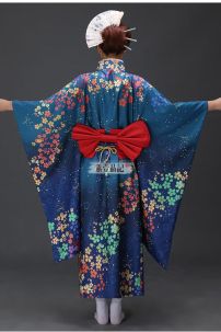 Kimono Umi Nhật - Kimono Xanh Dương Hoa Ngũ Sắc