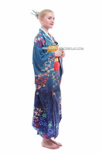 Kimono Umi Nhật - Kimono Xanh Dương Hoa Ngũ Sắc