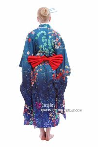 Kimono Umi Nhật - Kimono Xanh Dương Hoa Ngũ Sắc