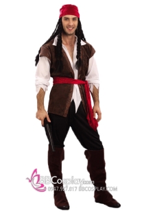 Đồ Cướp Biển Hải Tặc Áo Nâu Quần Đen Nón Đỏ