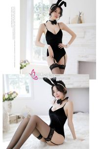 Trang Phục Sexy Thỏ Bunny Playboy Đen Nhung