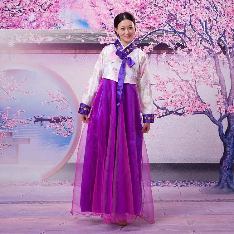 Hanbok Giá Rẻ Áo Trắng Váy Tím